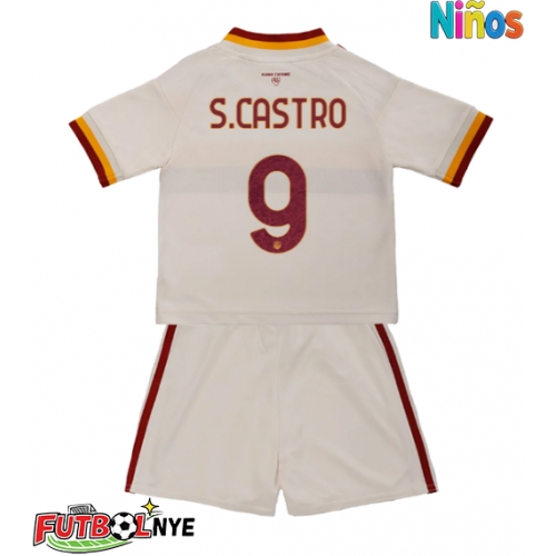 Camiseta AS Roma Santiago Castro #9 Visitante Equipación para niños 2026-27 manga corta (+ pantalones cortos)